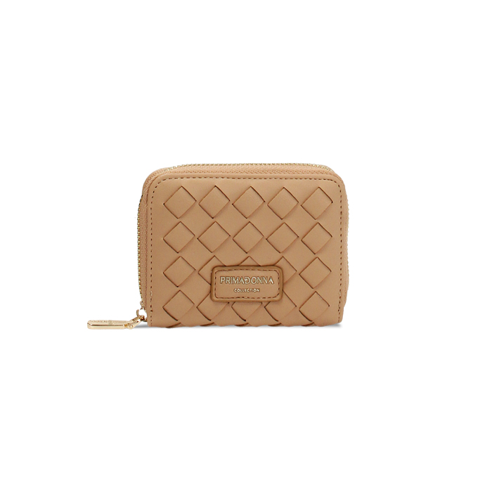 Cartera de mujer beige entrelazada pequeña