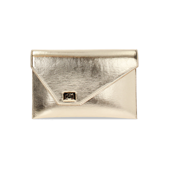 Pochette femme or en laminé