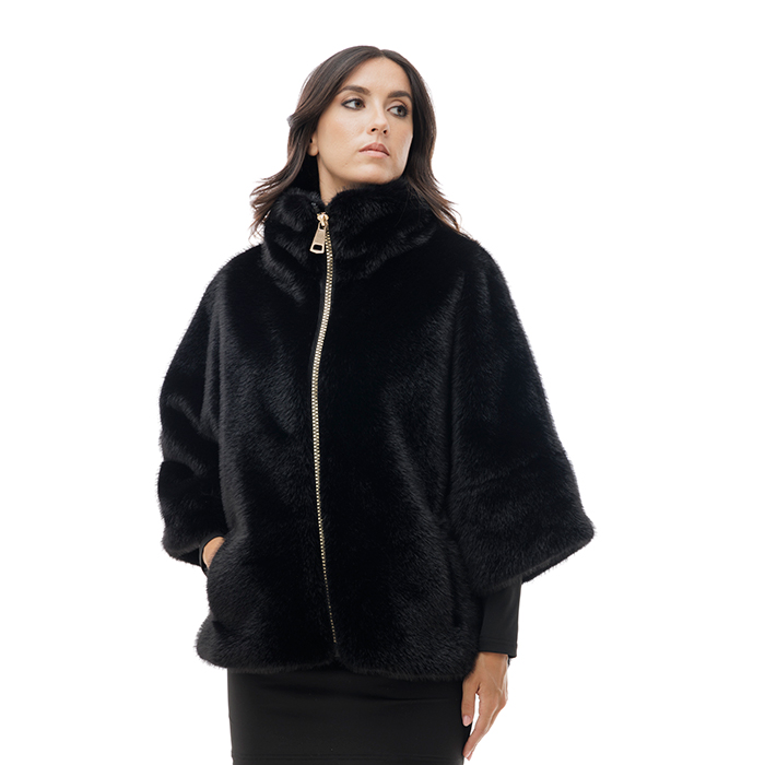 Cappotto ampio nero con zip