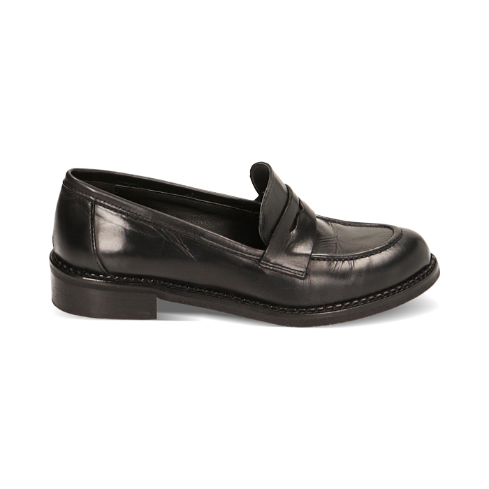 Mocassini flat neri in pelle