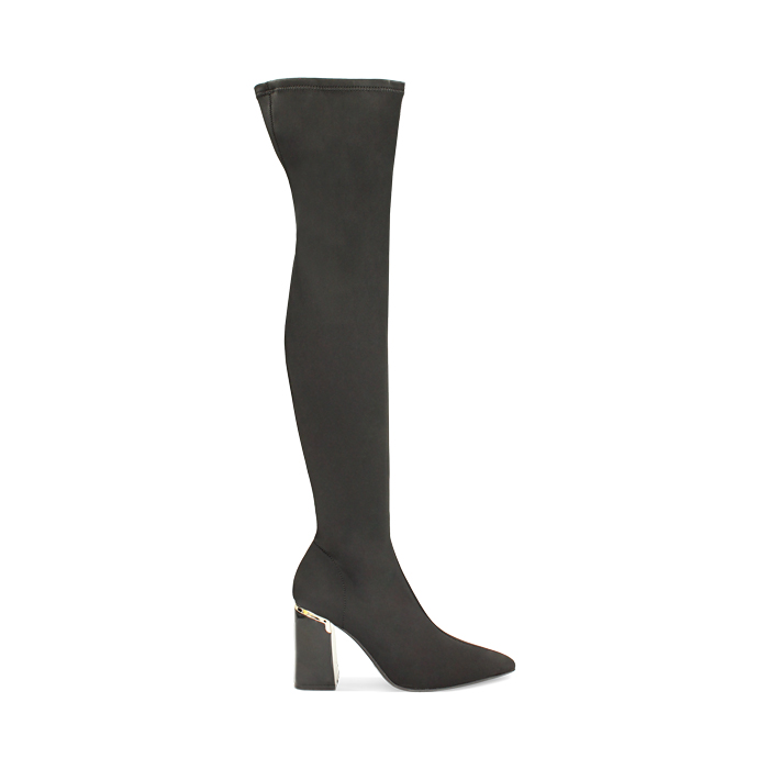 Bottes au-dessus du genou noires en lycra