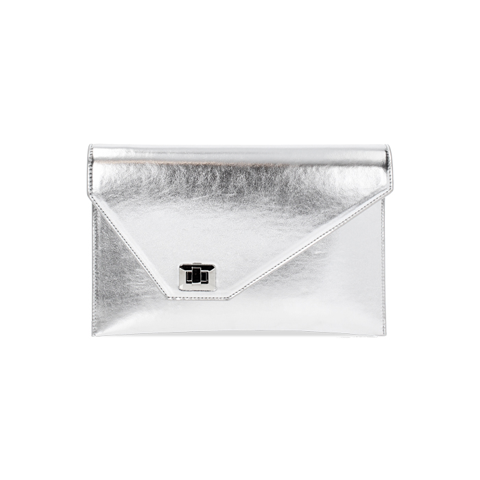 Pochette femme argent en laminé