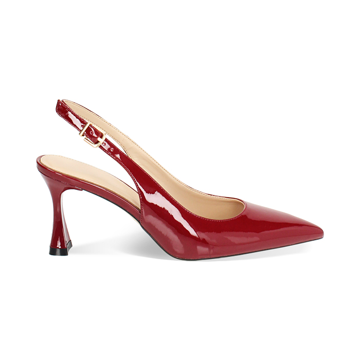 Décolleté slingback donna cherry, tacco 7,5 cm