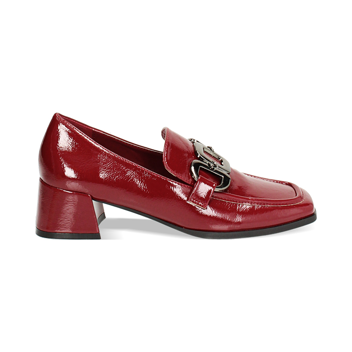 Mocassino bordeaux in naplak, tacco largo 5 cm