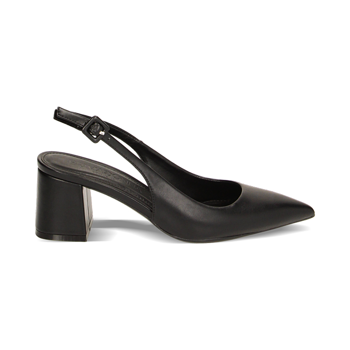 Décolleté slingback nere, tacco 6 cm