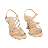 Sandalo donna beige intrecciato, tacco 7,5 cm