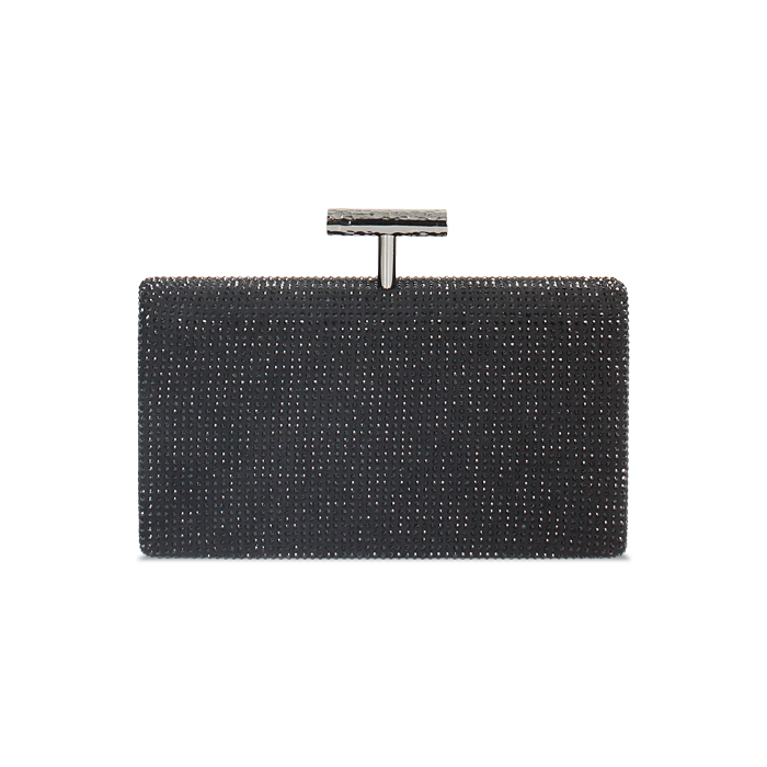 Clutch noire en microfibre avec pierres