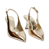 Décolleté slingback donna oro, tacco 7,5 cm