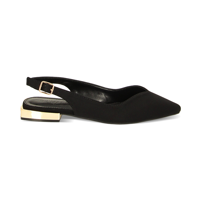 Ballerines slingback femme noires en tissu