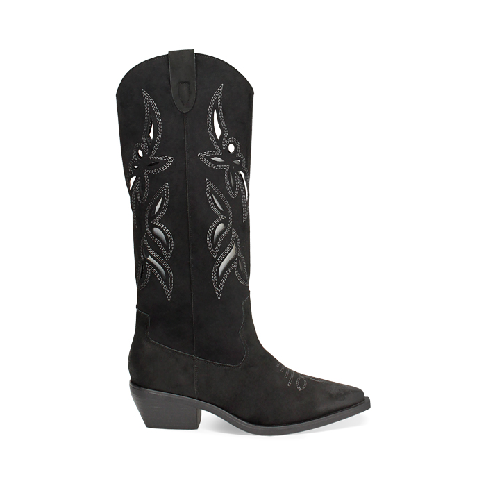 Bottes femme noires en microfibre