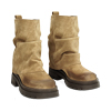 Stivaletto biker con gambale sceso in camoscio