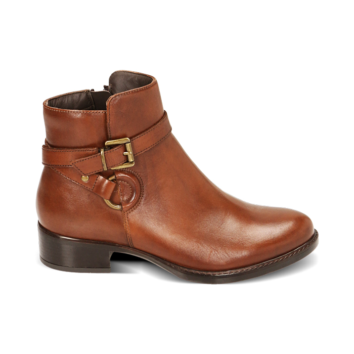 WOMEN SHOES DEMI-BOOT LEATHER COGN