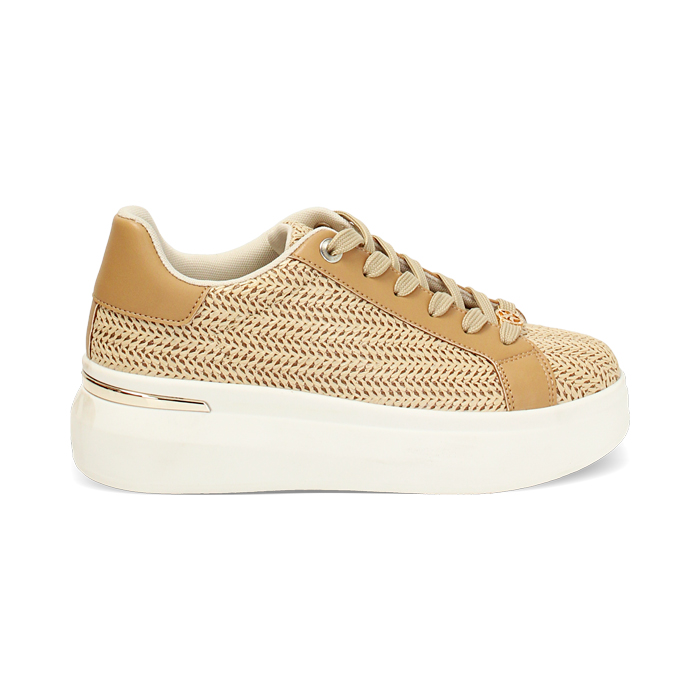 Baskets femme beige en raphia