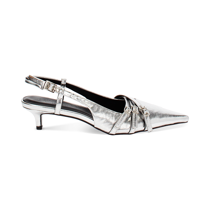 Décolleté slingback argento, tacco 4,5 cm