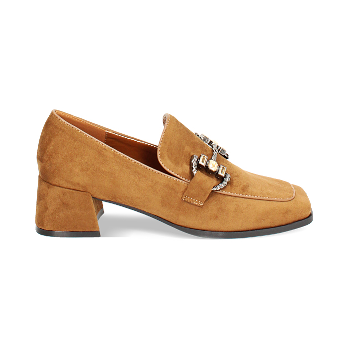 Mocassin cognac en microfibre