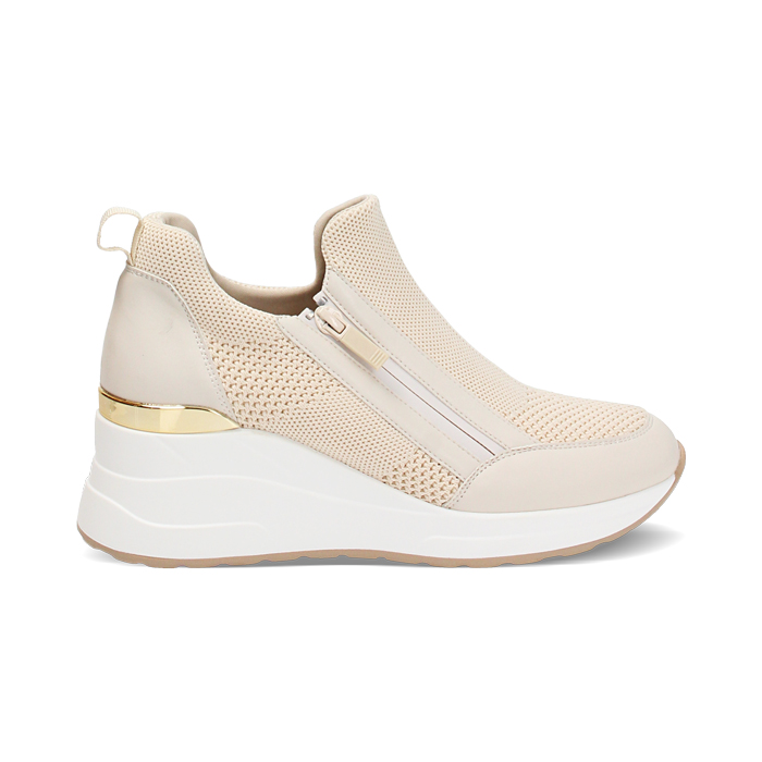 Slip on femme beige en tissu