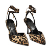 Décolleté slingback donna leopardate allacciate in raso, tacco 8,5 cm