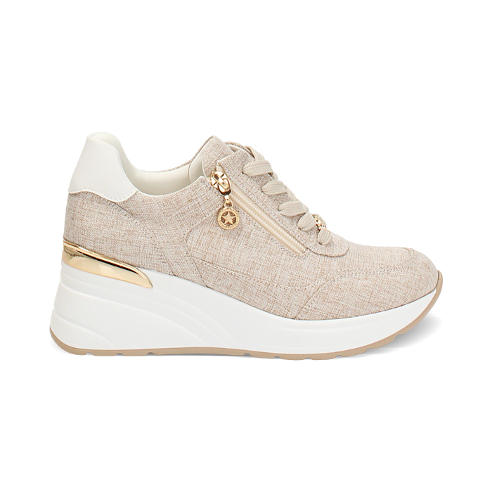 Zapatillas mujer beige en lona