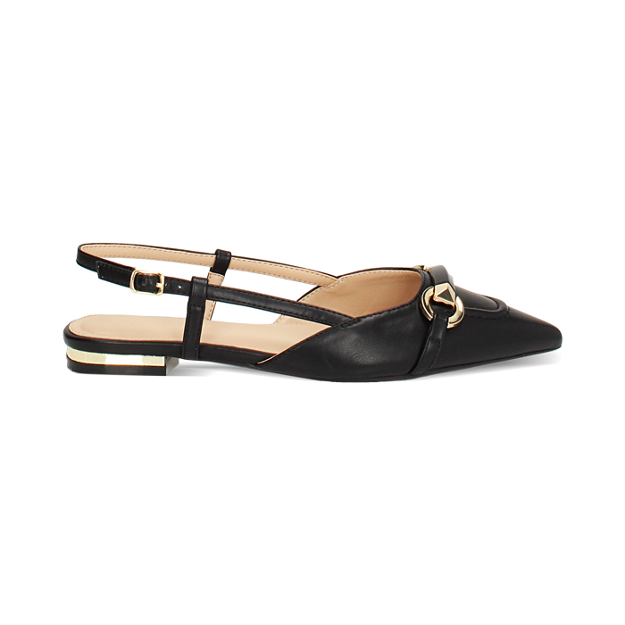 Ballerines slingback femme noires à bout pointu