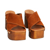 Sandali cognac in camoscio, tacco 9 cm