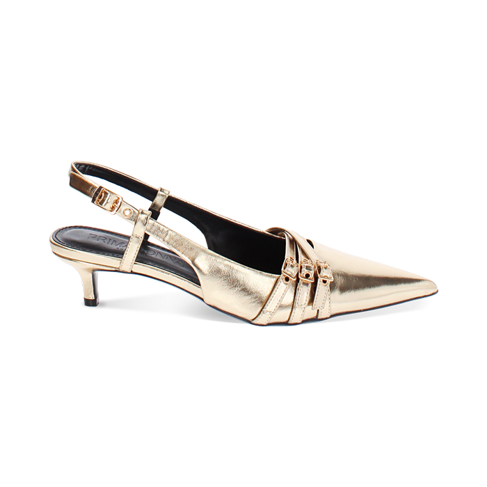 Décolleté slingback oro, tacco 4,5 cm