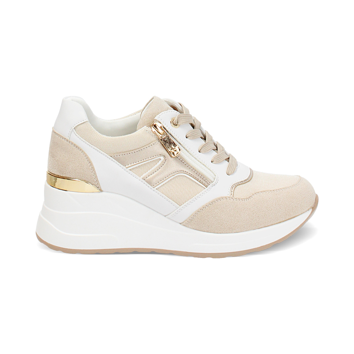 Zapatillas de mujer beige de tela