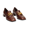 Mocassino cognac, tacco largo 4 cm