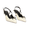 Zapatos de tacón slingback de mujer color crema con lazo