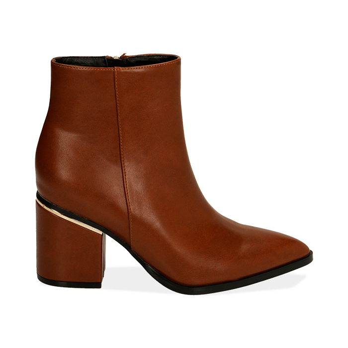 Ankle boots cognac, tacco 7,5 cm