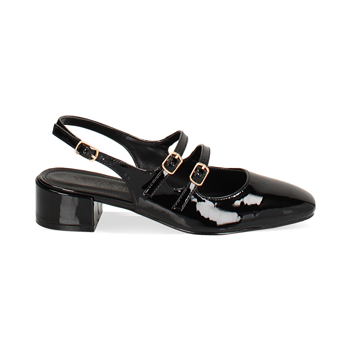 Zapatos de salón slingback negros bajos