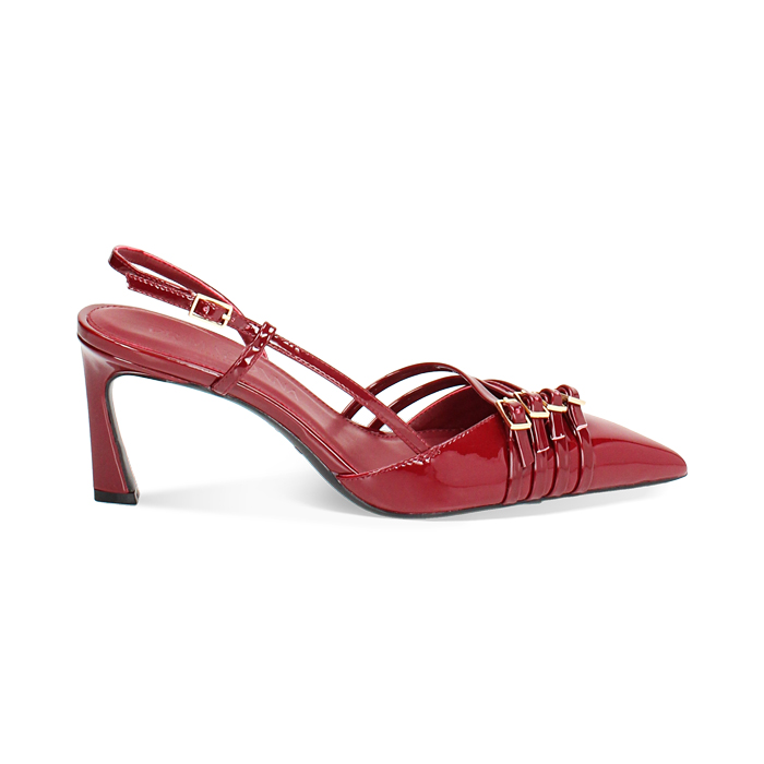 Décolleté slingback donna cherry eleganti in vernice, tacco 7,5 cm