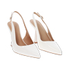 Décolleté slingback donna bianche in vernice, tacco 7,5 cm