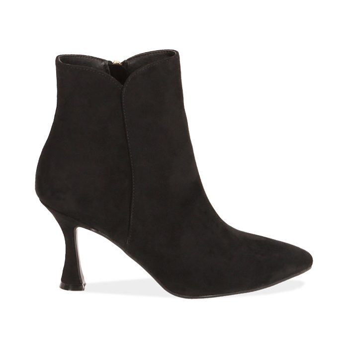 Ankle boots neri in microfibra, tacco 8,5 cm