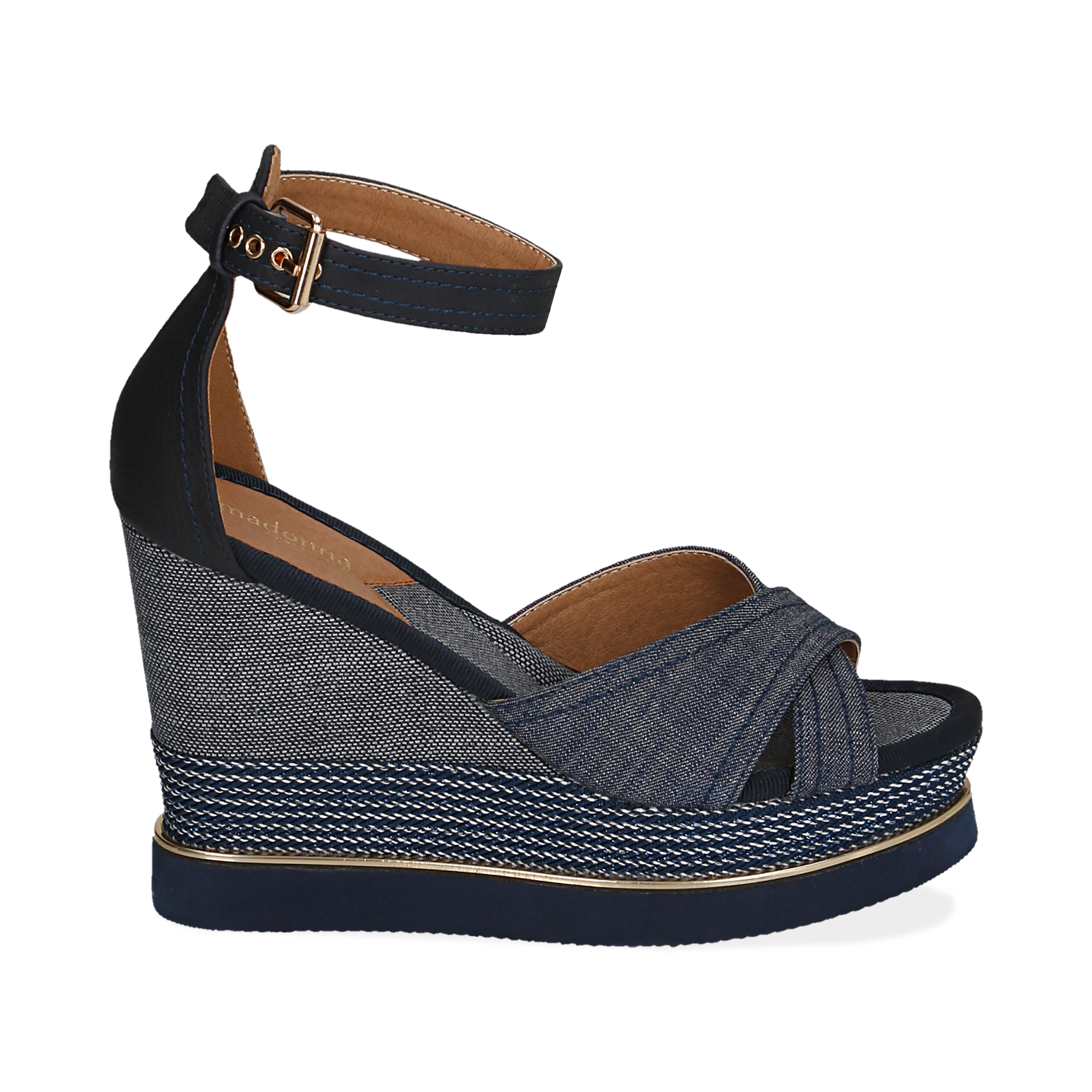 Sandali jeans in tessuto, zeppa 11 cm | Primadonna Collection